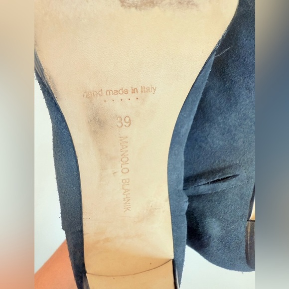 Manolo Blahnik Grey Suede Leather Brusta block heel ankle booties EU 39 - Picture 7 of 9